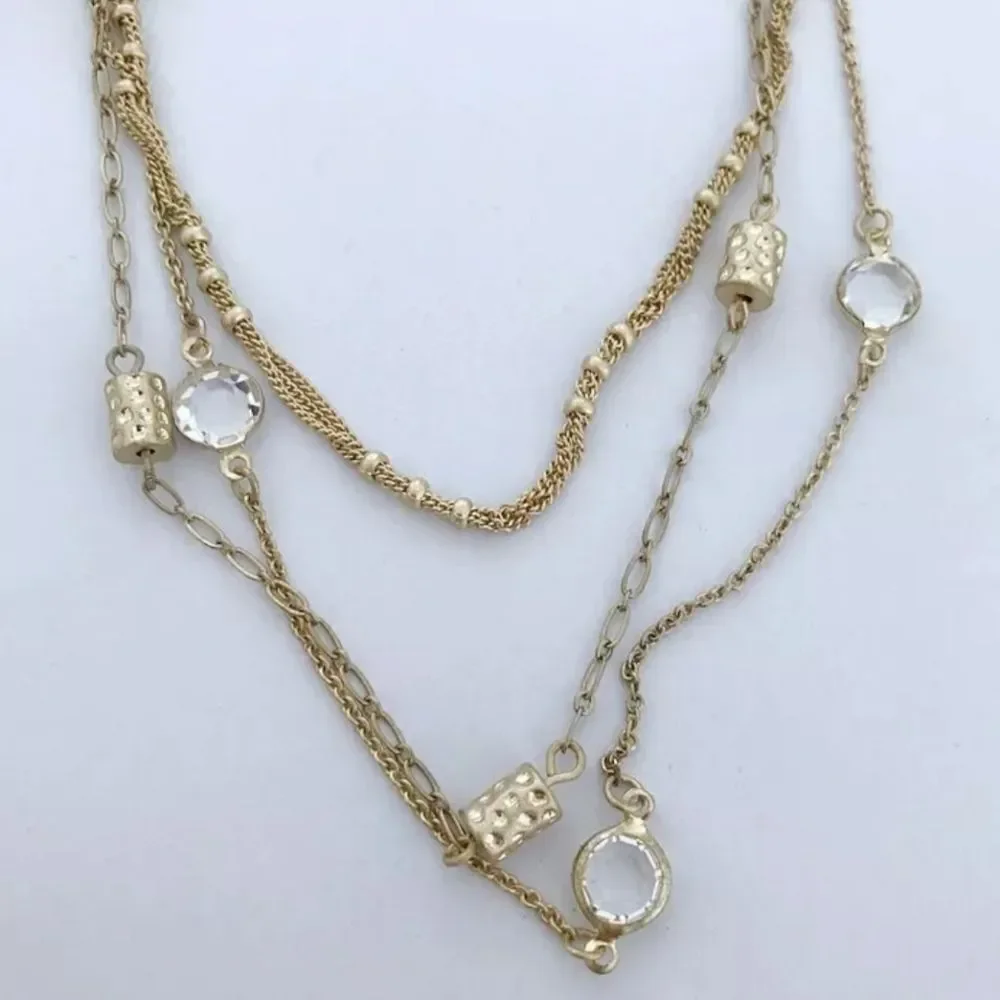 LIA SOPHIA GOLD TONE 3 STRAND CUT RESIN 17